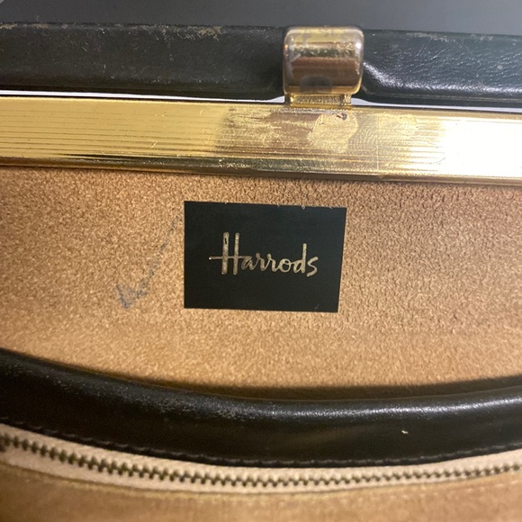 Harrods Black Leather Satchel Purse - Picture 12 of 17